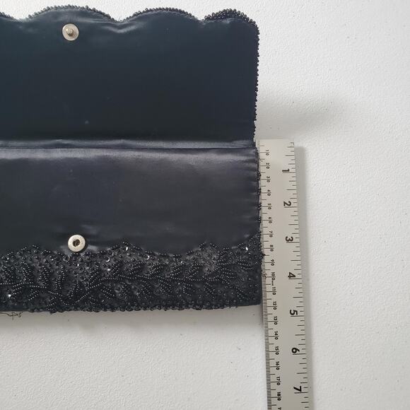 Vintage Black Beaded Evening Clutch Purse Handmade Bag Formal Hong Kong - Picture 8 of 10